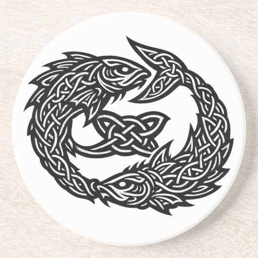 Fische Keltisches Zwillingsstrom-Sigil | BurnsInHe Getränkeuntersetzer (Vorne)
