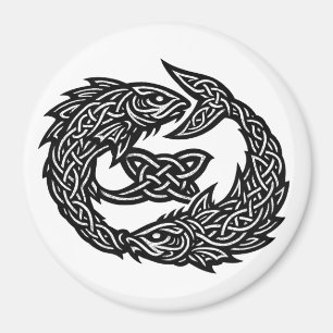 Fische keltisches Zwillingsstrom-Sigil   BurnsInHe Magnet