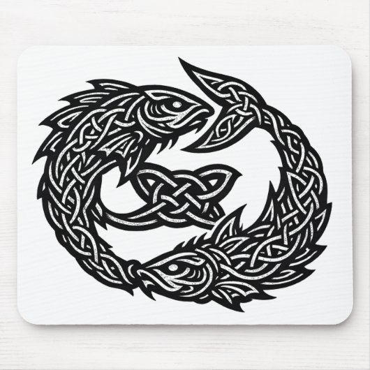Fische Keltisches Zwillingsstrom-Sigil | BurnsInHe Mousepad (Vorne)