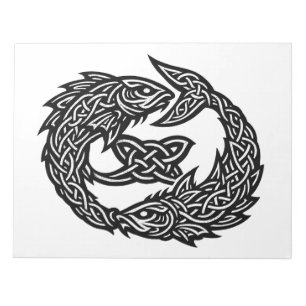 Fische Keltisches Zwillingsstrom-Sigil BurnsInHe Notizblock
