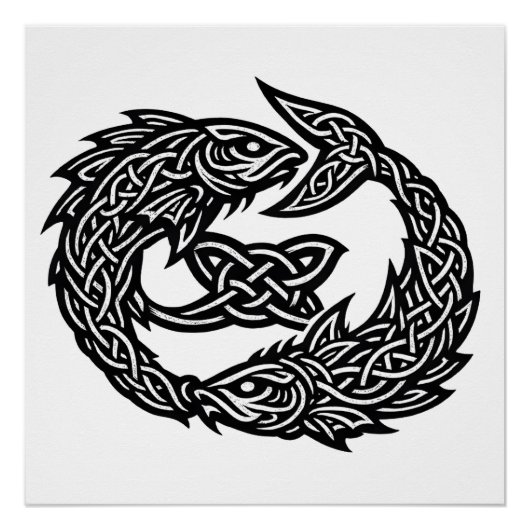Fische Keltisches Zwillingsstrom-Sigil | BurnsInHe Poster (Vorderseite)