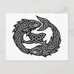 Fische Keltisches Zwillingsstrom-Sigil BurnsInHe Postkarte