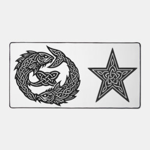 Fische Keltisches Zwillingsstrom-Sigil BurnsInHe Schreibtischunterlage