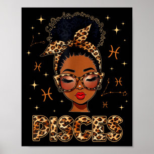 Fische-Königin schwarze Frauen Afro-Mädchen Sternz Poster