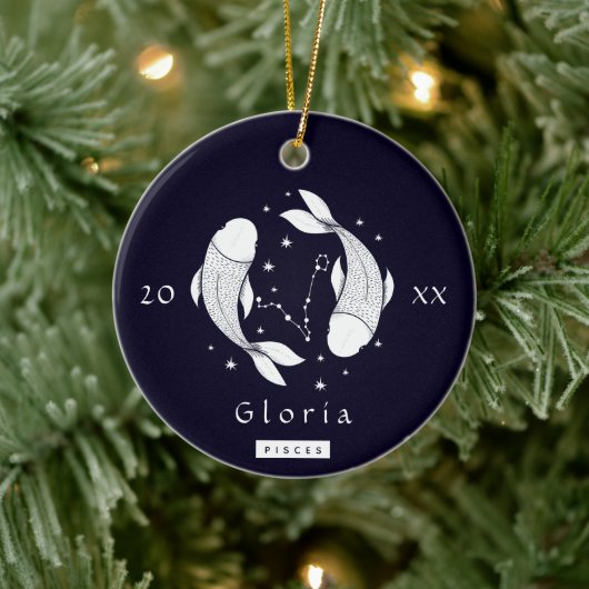 Fische Konstellation Horoskop Namensjahr Keramik Ornament (Baum)