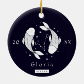Fische Konstellation Horoskop Namensjahr Keramik Ornament (Hinten)