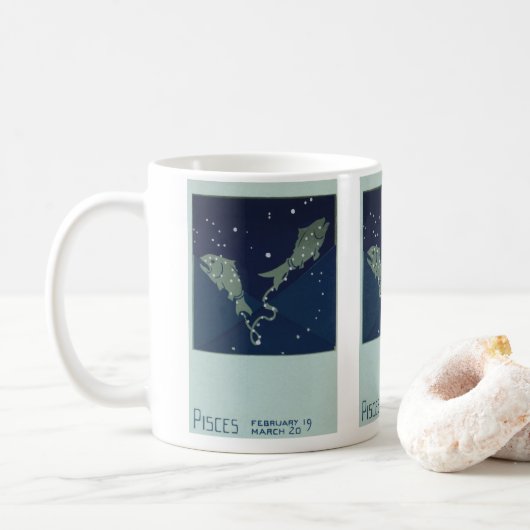Fische Konstellation Vintage Zodiakastastrologie Kaffeetasse (Mit Donut)