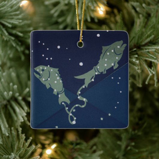 Fische Konstellation Vintage Zodiakastastrologie Keramikornament (Baum)