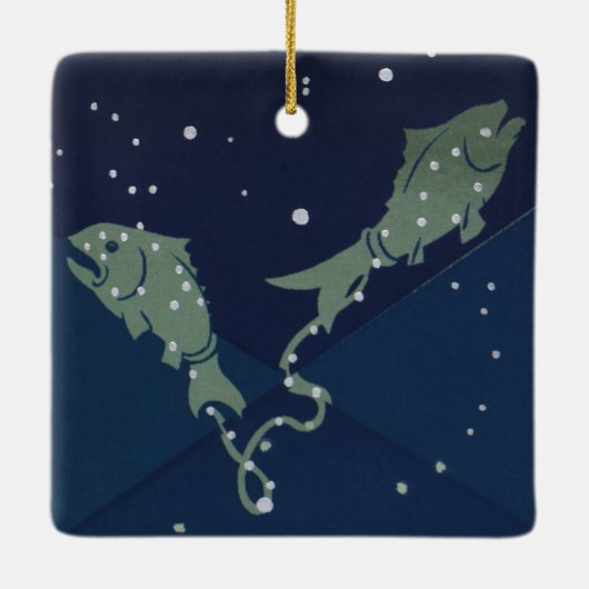 Fische Konstellation Vintage Zodiakastastrologie Keramikornament (Rückseite)