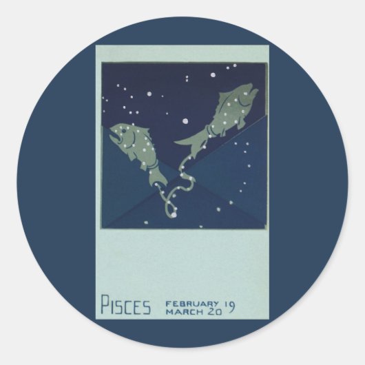 Fische Konstellation Vintage Zodiakastastrologie Runder Aufkleber (Vorderseite)