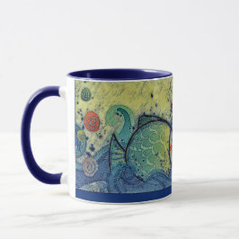 Fische küssen Liebe in blau Tasse