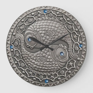 Fische-Medaillon Große Wanduhr