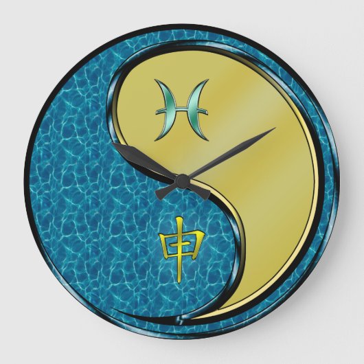 Fische & Metallaffe Große Wanduhr (Vorderseite)