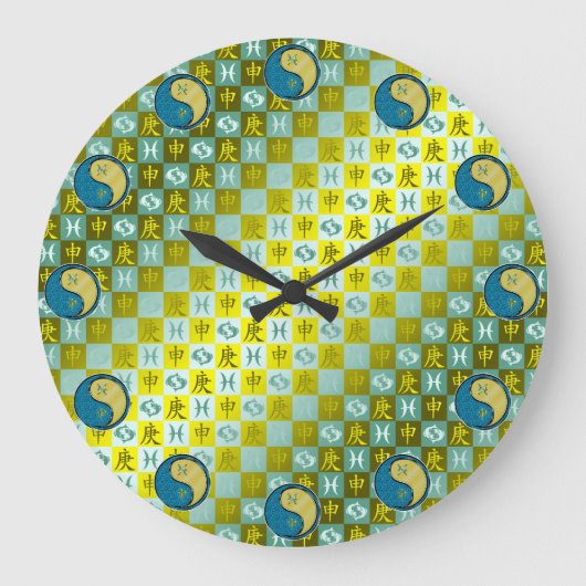 Fische & Metallaffe Große Wanduhr (Vorderseite)
