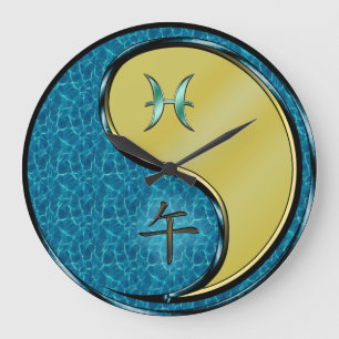 Fische & Metallpferd Große Wanduhr