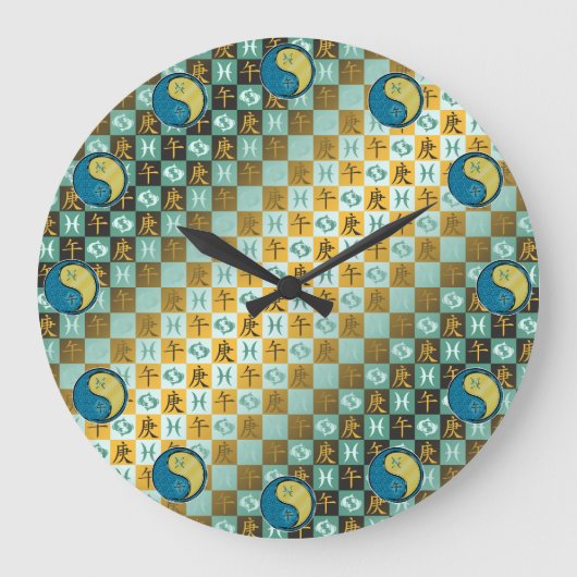 Fische & Metallpferd Große Wanduhr (Vorderseite)