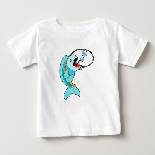 Fische mit Angelrute Baby T-shirt (Vorderseite)