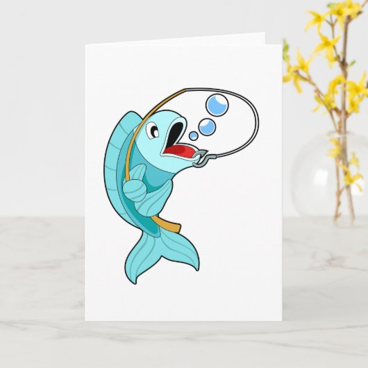 Fische mit Angelrute Karte (Gelbe Blume)