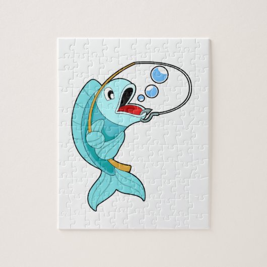 Fische mit Angelrute Puzzle (Vertikal)