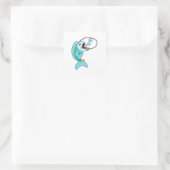 Fische mit Angelrute Quadratischer Aufkleber (Tasche)