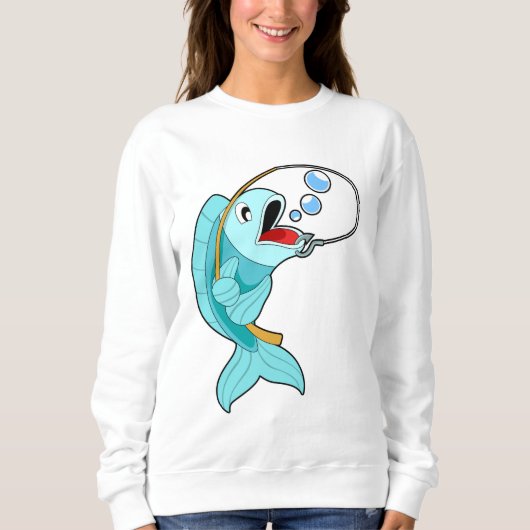 Fische mit Angelrute Sweatshirt (Vorderseite)