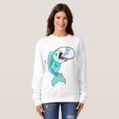 Fische mit Angelrute Sweatshirt (Vorne ganz)