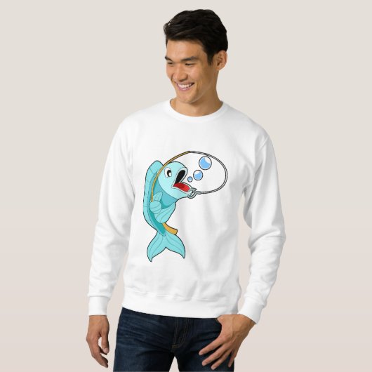 Fische mit Angelrute Sweatshirt (Vorne ganz)