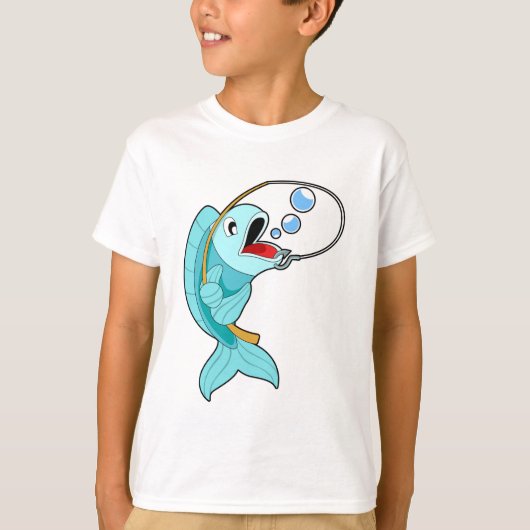 Fische mit Angelrute T-Shirt (Vorderseite)