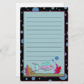 Fische mit Blasen-Grenze gezeichnetem Briefpapier (Vorne/Hinten)