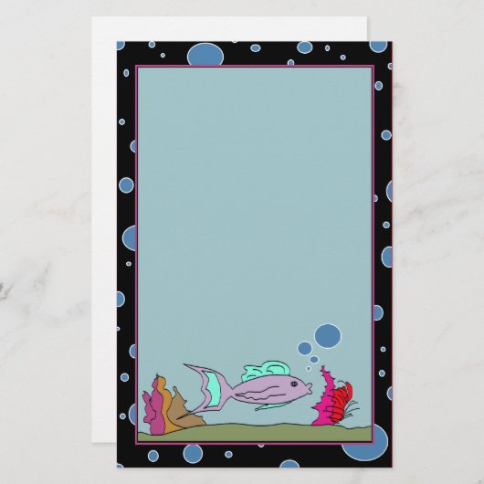 Fische mit Blasen-Grenzunliniertem Briefpapier (Vorne/Hinten)