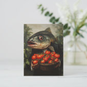 Fische mit einem Korb voller Tomaten Postkarte (Stehend Vorderseite)