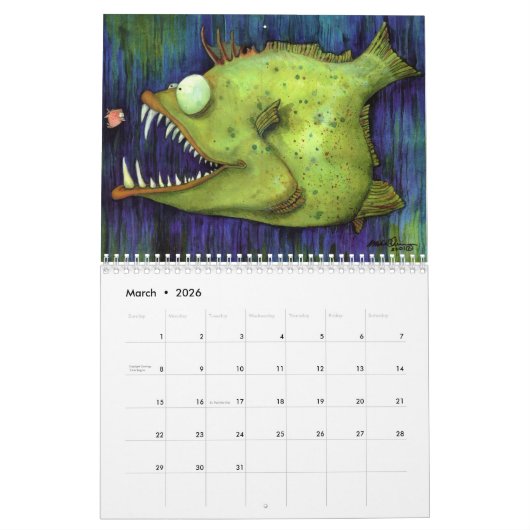 Fische mit Haltungs-Sammlung durch Mike Quinn Kalender (Mär 2026)