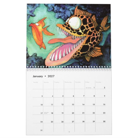 Fische mit Haltungs-Sammlung durch Mike Quinn Kalender (Jan 2027)