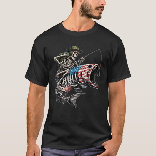 Fische mit schwarzer Flagge Skelettfisch T-Shirt (Vorderseite)