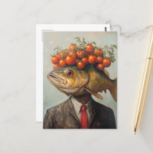 Fische mit Tomaten auf seinem Kopf Postkarte