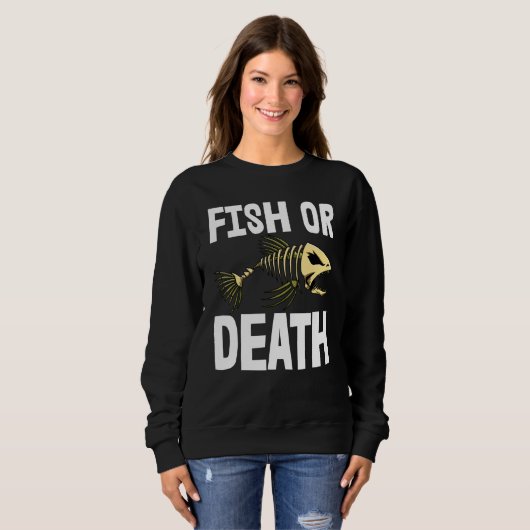 Fische oder T-Shirt Skelett Fische Knochen T-Shirt Sweatshirt (Vorne ganz)