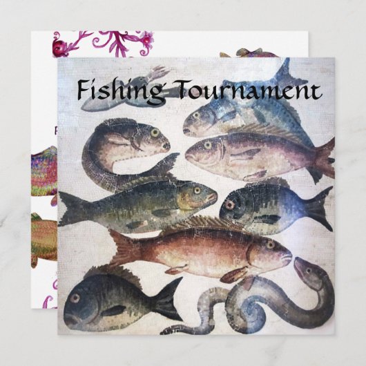 FISCHE,OZEANISCHES LEBENSFISCHEREIPARTY EINLADUNG (Vorne/Hinten)