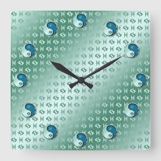 Fische Quadratische Wanduhr (Vorderseite)