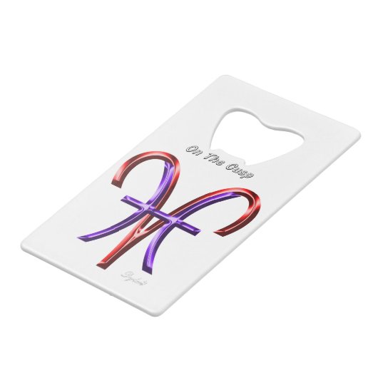 Fische reißen auf der Cusp Astrologie Zodiac-Zeich Geldbeutel Flaschenöffner (Vorderseite Schrägansicht)