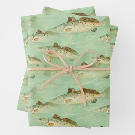Fische rustikale Farbdiagramme Geschenkpapier Set (Beispiel)