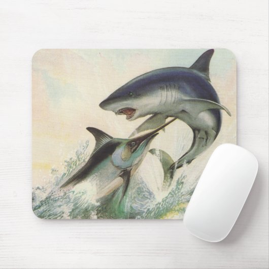 Fische - schwarzer Speerfisch u. Mako-Haifisch Mousepad (Mit Mouse)