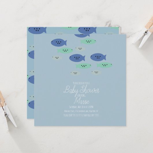 Fische schwimmen Aquarium Babydusche Karte (Vorderseite/Rückseite Beispiel)