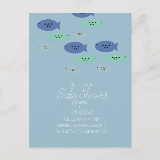 Fische schwimmen Aquarium Babydusche Postkarte (Vorderseite)
