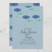 Fische schwimmen Aquarium Blue Baby Dusche Einladung (Vorne/Hinten)