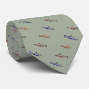Fische Schwimmen farbige Muster Linie Art Necktie Krawatte