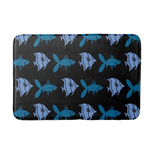 Fische Schwimmen Grafik Aqua Blue auf jeder Farbe Badematte (Vorderseite)