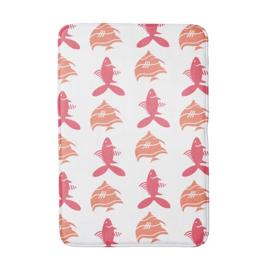 Fische Schwimmen Grafik rosa Pfirsich auf jeder Fa Badematte (Vorderseite Vertikal)