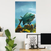 Fische schwimmen im Meer | Art der AI Poster (Heimbüro)