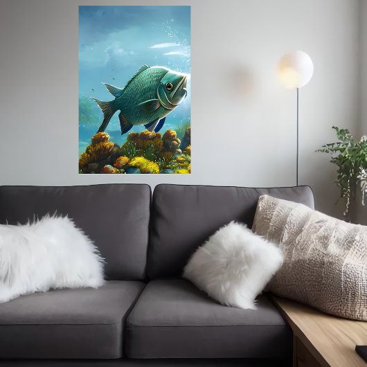 Fische schwimmen im Meer | Art der AI Poster