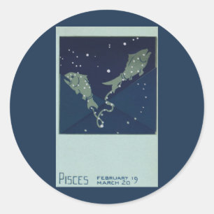 Fische Sternbild Retro Tierkreis Astrologie Runder Aufkleber